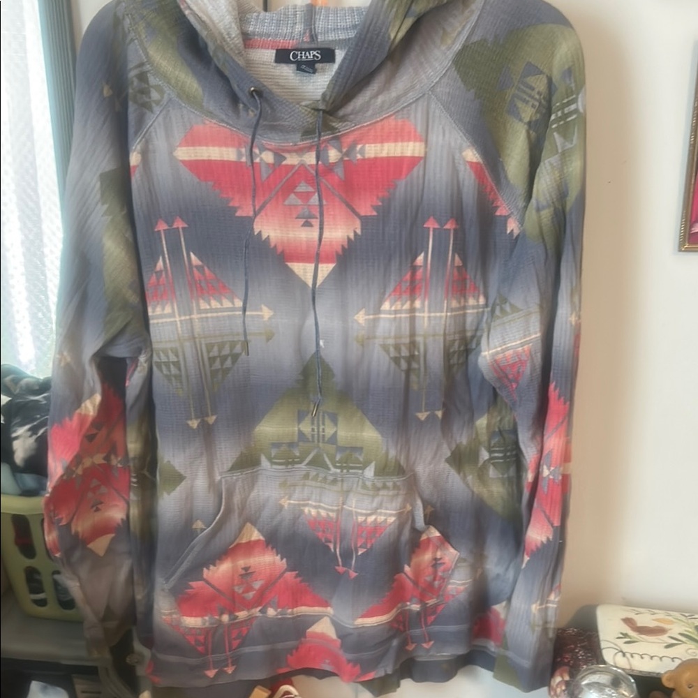 Chaps Geometric Patterned Hoodie - image 1